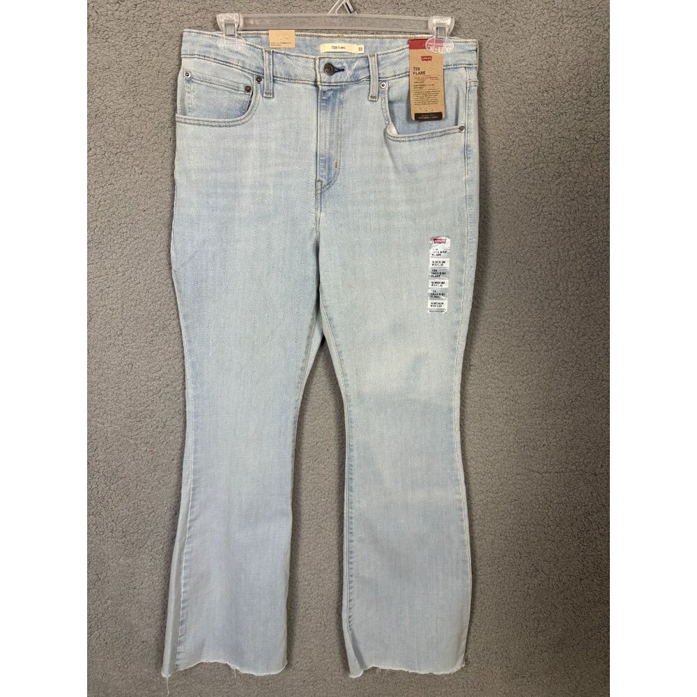 Levis Women's 726 High Rise Slim Fit Flare Jeans Distressed Ankles Blue 16/M NWT